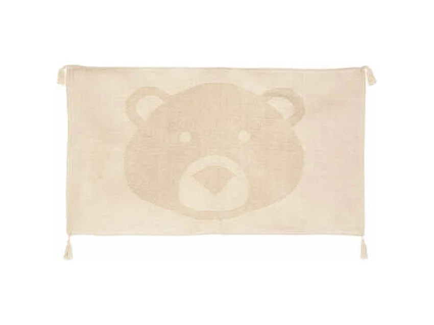 Tapis Déco Enfant Ours 3D "Forêt" 60x90cm Beige