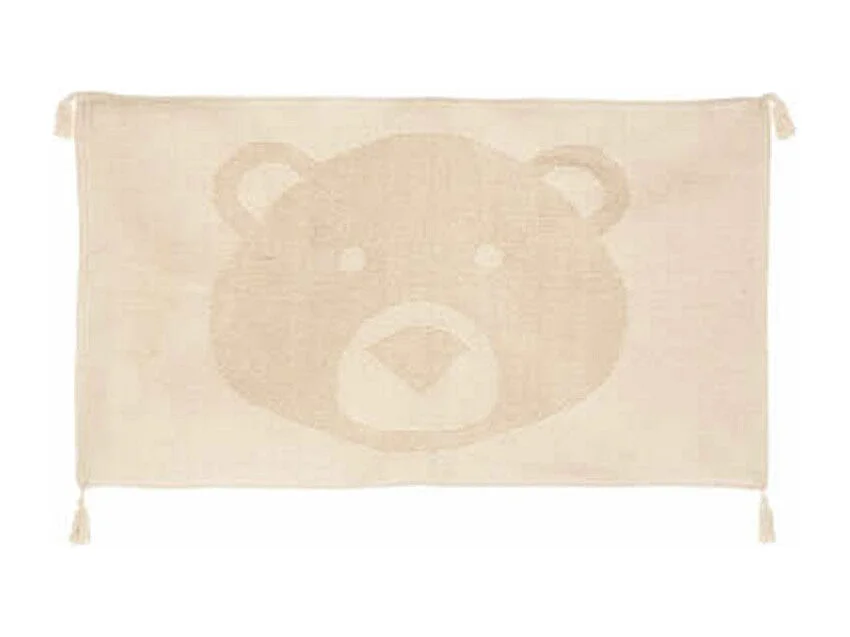 Tapis Déco Enfant Ours 3D "Forêt" 60x90cm Beige