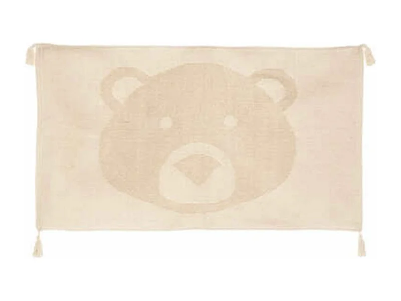 Tapis Déco Enfant Ours 3D "Forêt" 60x90cm Beige