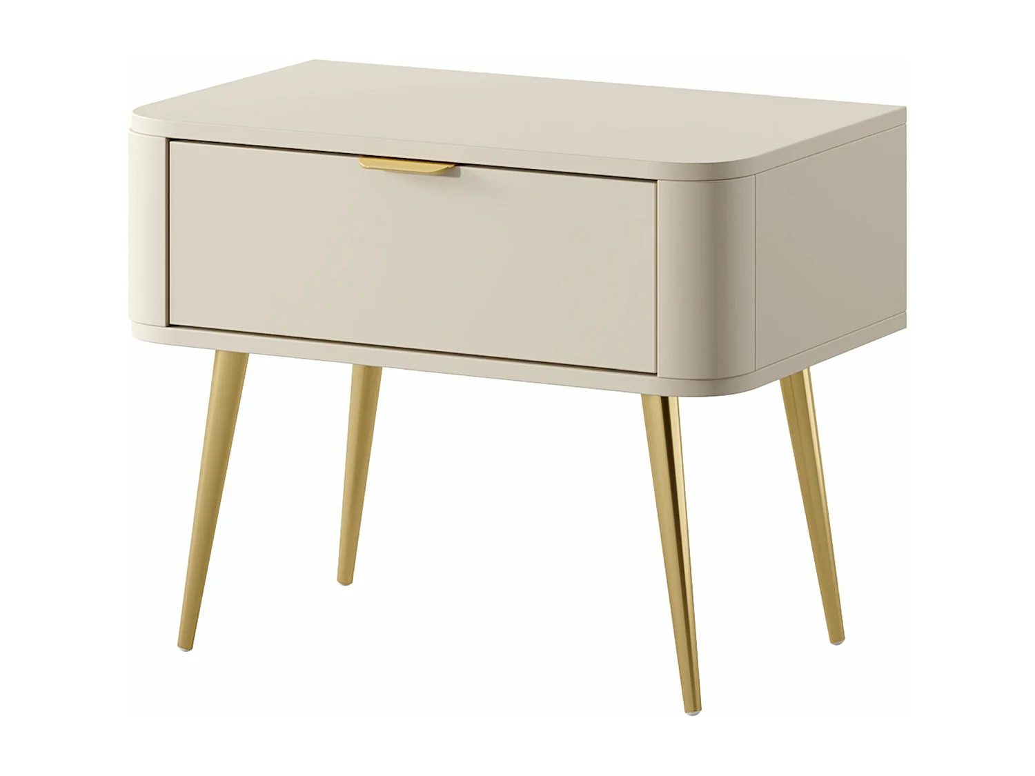 Comodino - 63 cm - con cassetto - beige - OVAL
