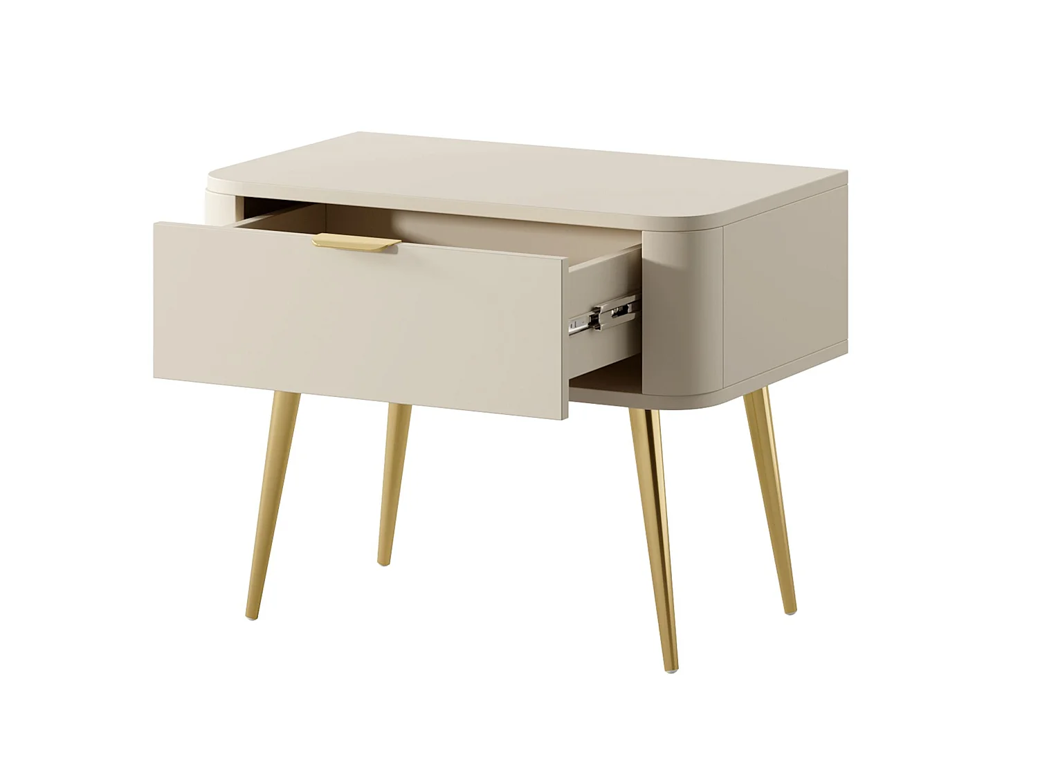 Table de chevet - avec tiroir - 63 cm - beige- OVAL