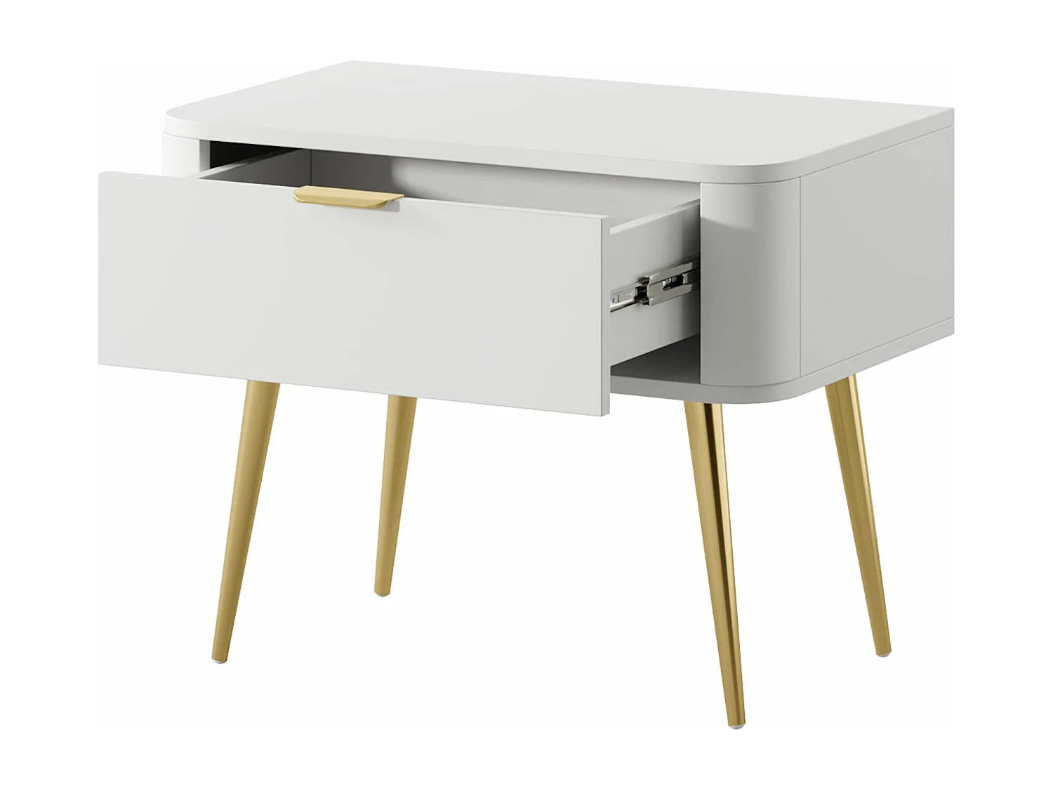 Nachtkastje - met lade - 63 cm - wit - OVAAL