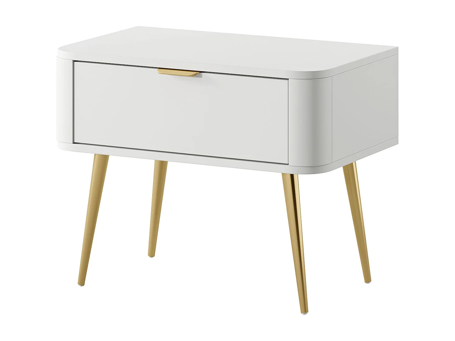 Nachtkastje - met lade - 63 cm - wit - OVAAL