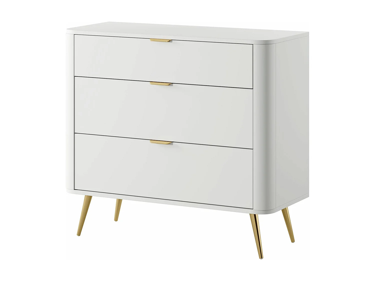 Kommode mit 3 Schubladen - Weiß - 92 cm - OVAL