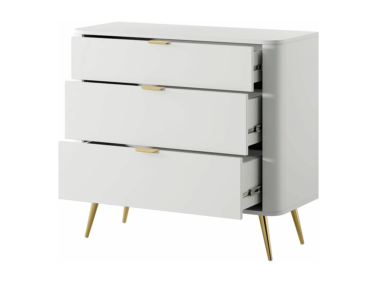 Kommode mit 3 Schubladen - Weiß - 92 cm - OVAL