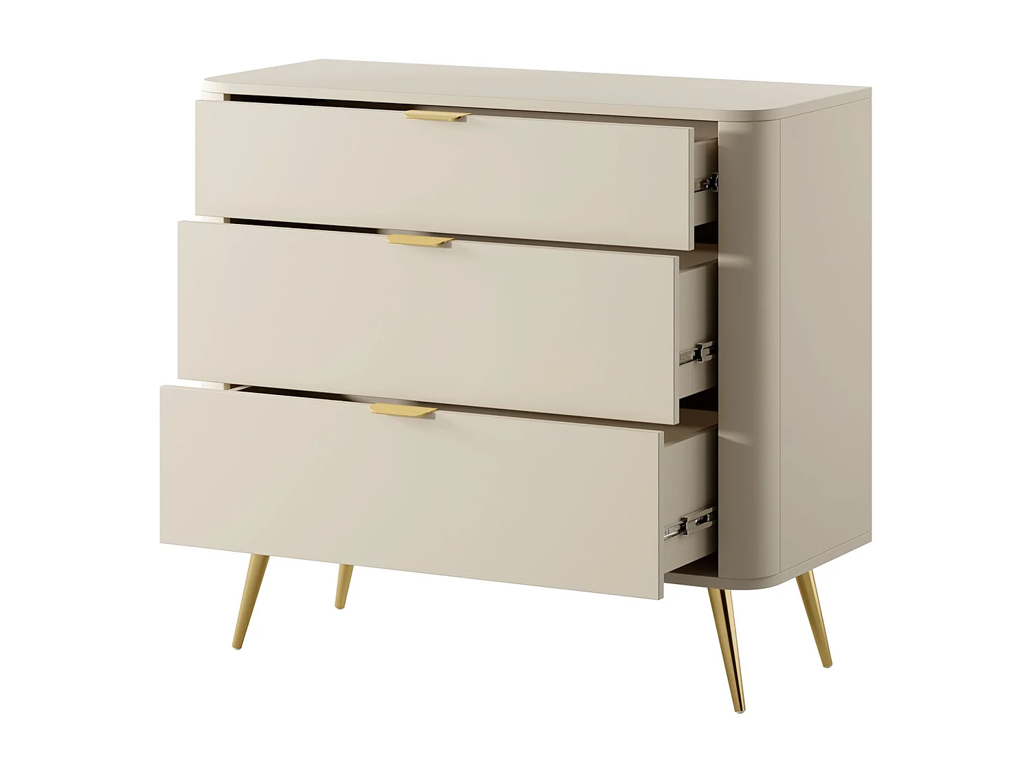 Kommode mit 3 Schubladen - Beige - 92 cm - OVAL