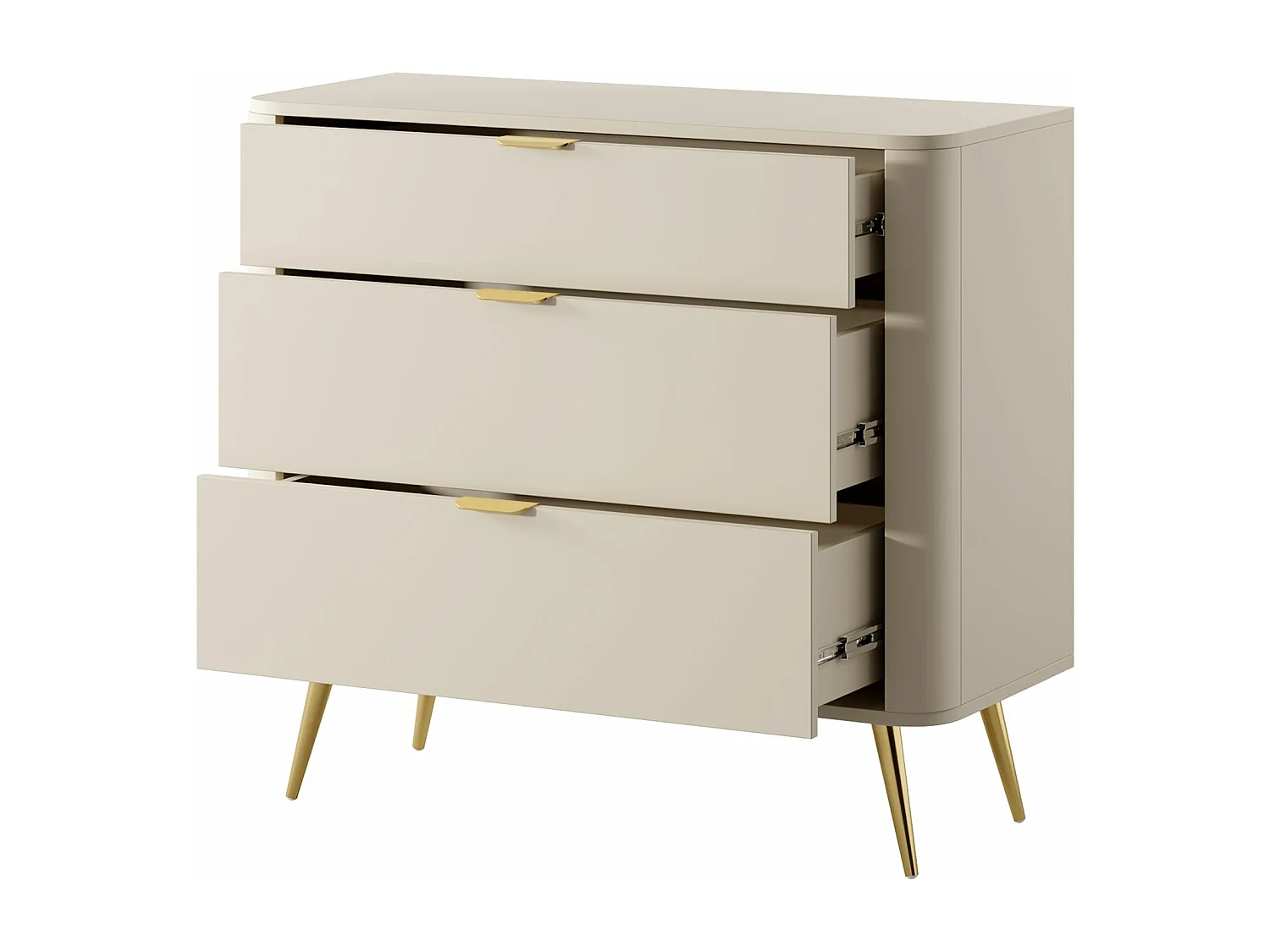 Kommode mit 3 Schubladen - Beige - 92 cm - OVAL