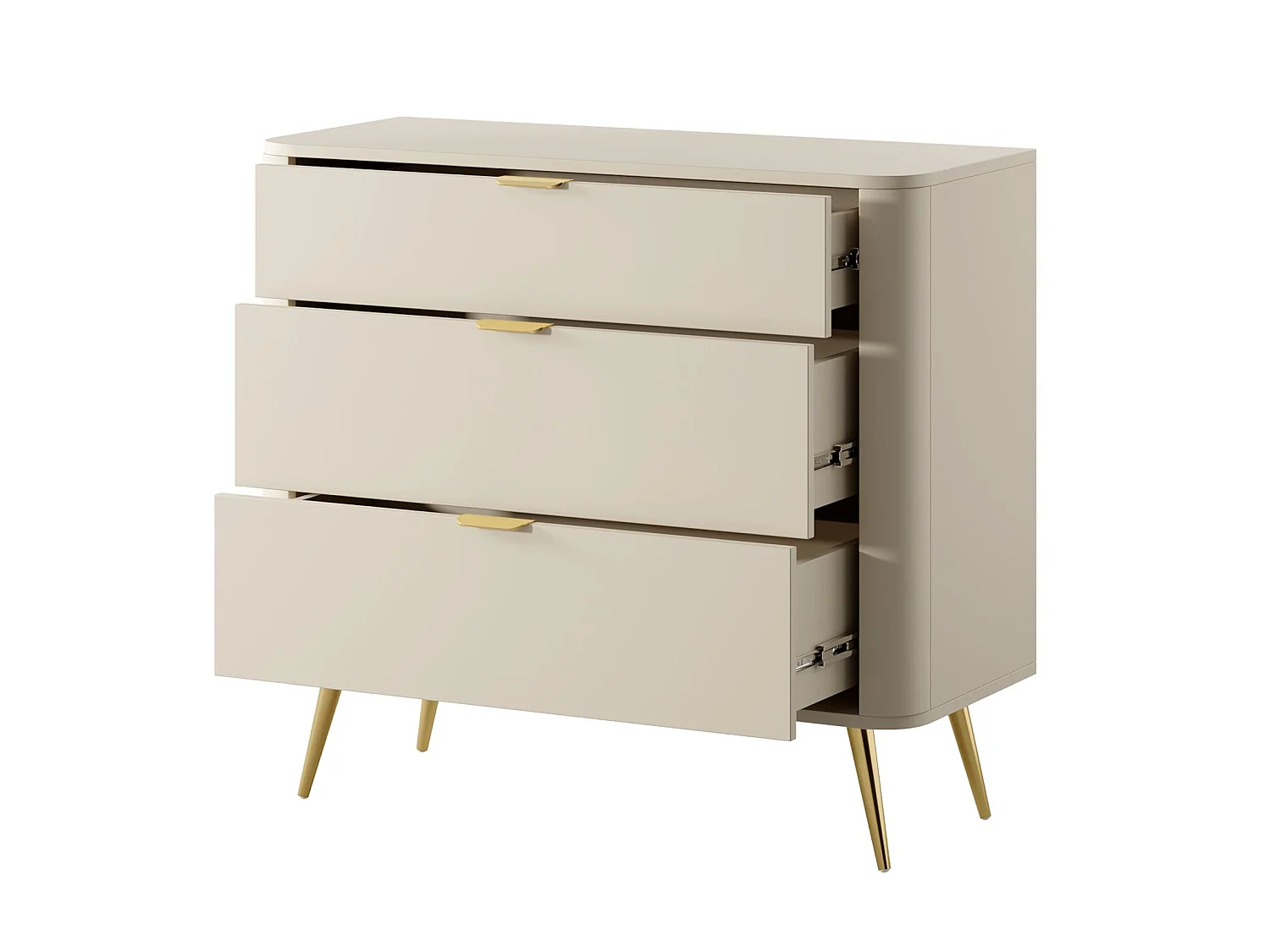 Kommode mit 3 Schubladen - Beige - 92 cm - OVAL