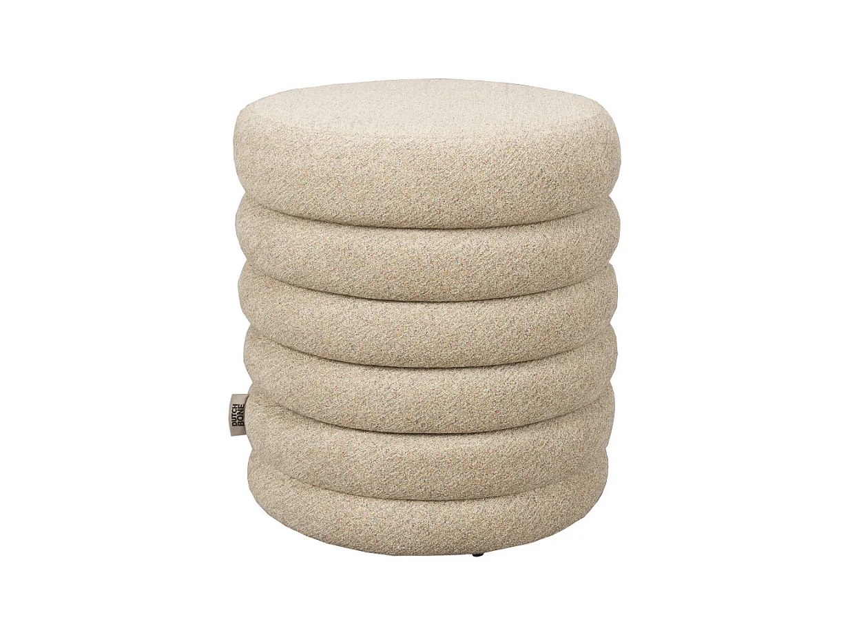 Fern - Pouf rond en tissu ø37cm - Beige