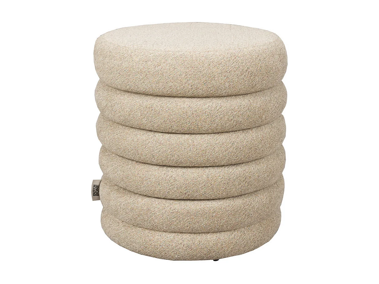 Fern - Pouf rond en tissu ø37cm - Beige