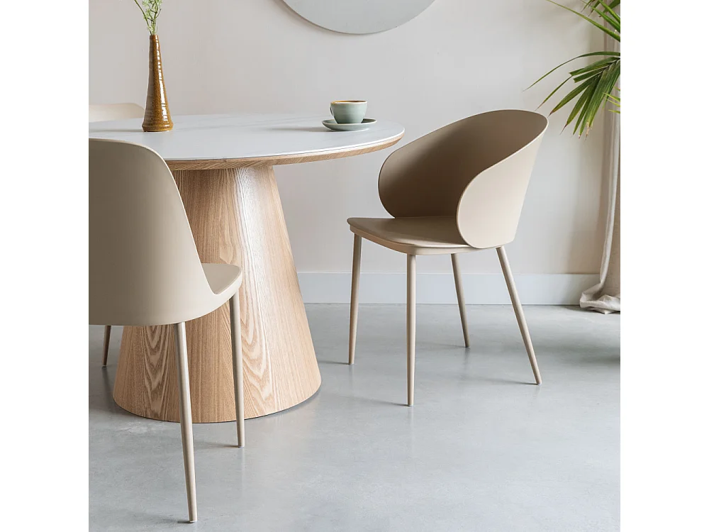 Pip - Lot de 2 chaises en résine et métal - Beige