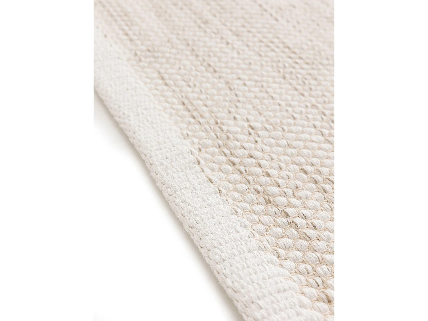 Tapis de couloir en coton tissé main Ron Crème 80x300 cm