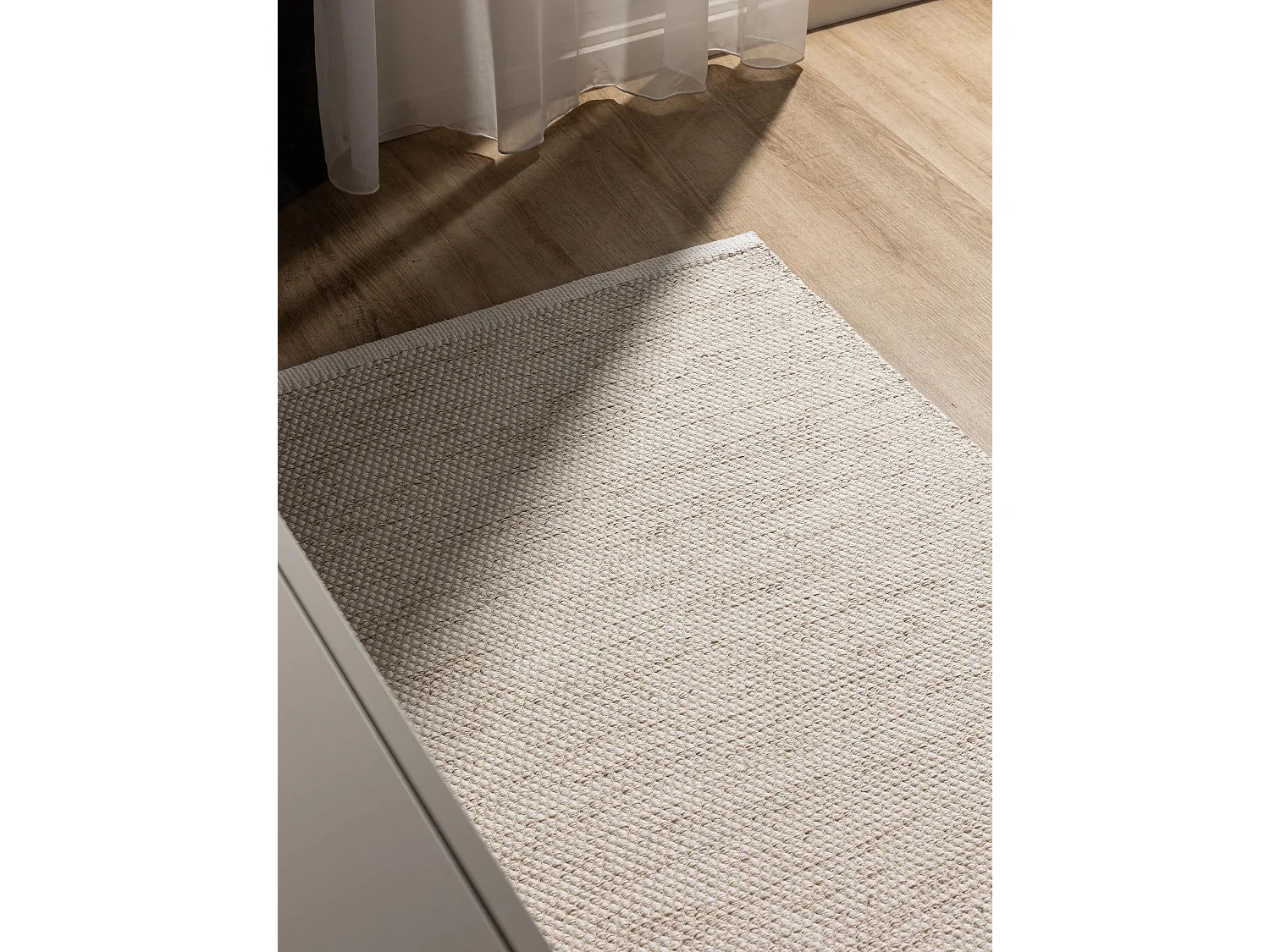 Tapis de couloir en coton tissé main Ron Crème 80x250 cm
