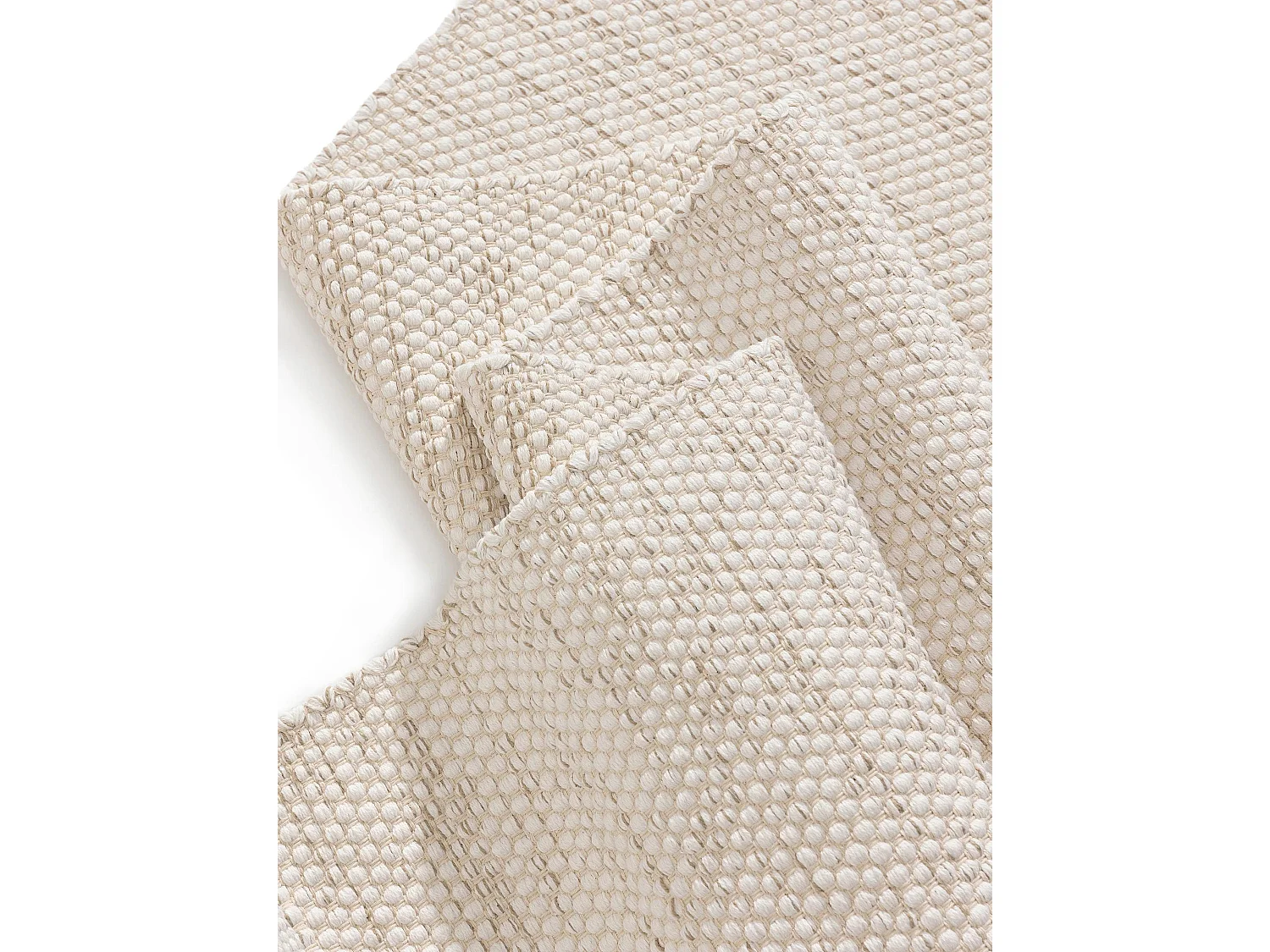 Tapis de couloir en coton tissé main Ron Crème 80x250 cm