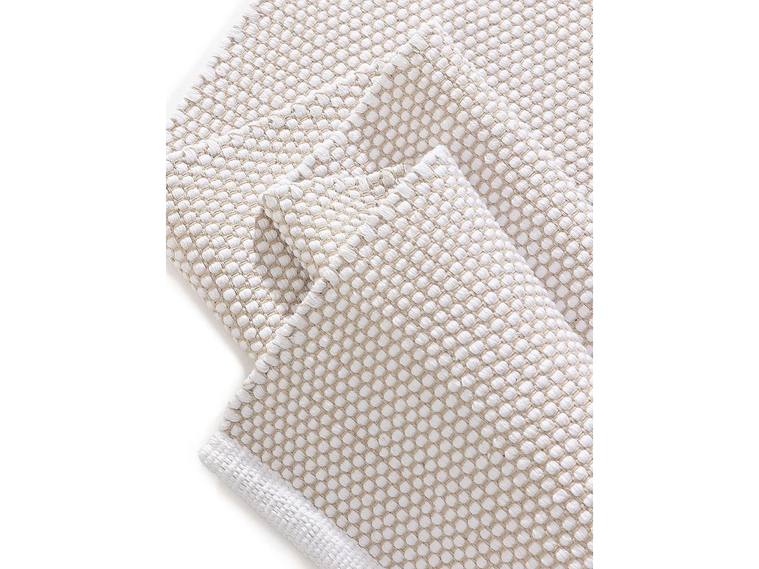 Tapis de couloir en coton tissé main Ron Blanc 70x200 cm