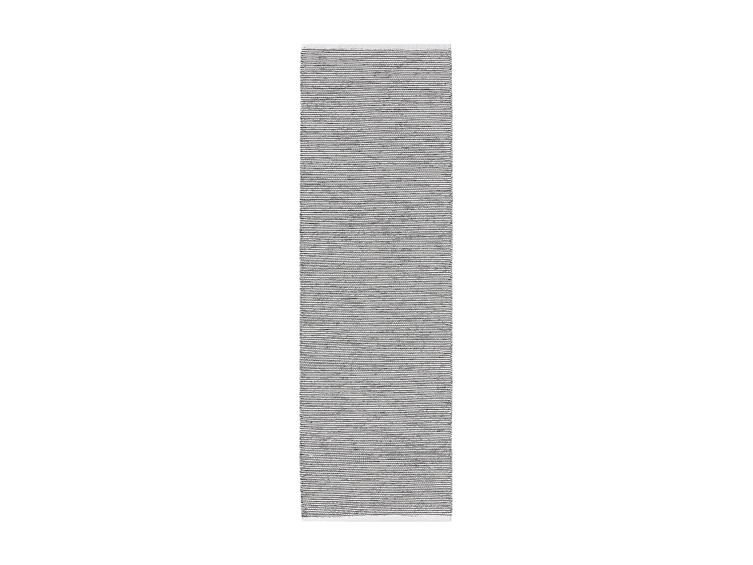 Tapis de couloir en coton tissé main Ron Blanc/Noir 80x250 cm