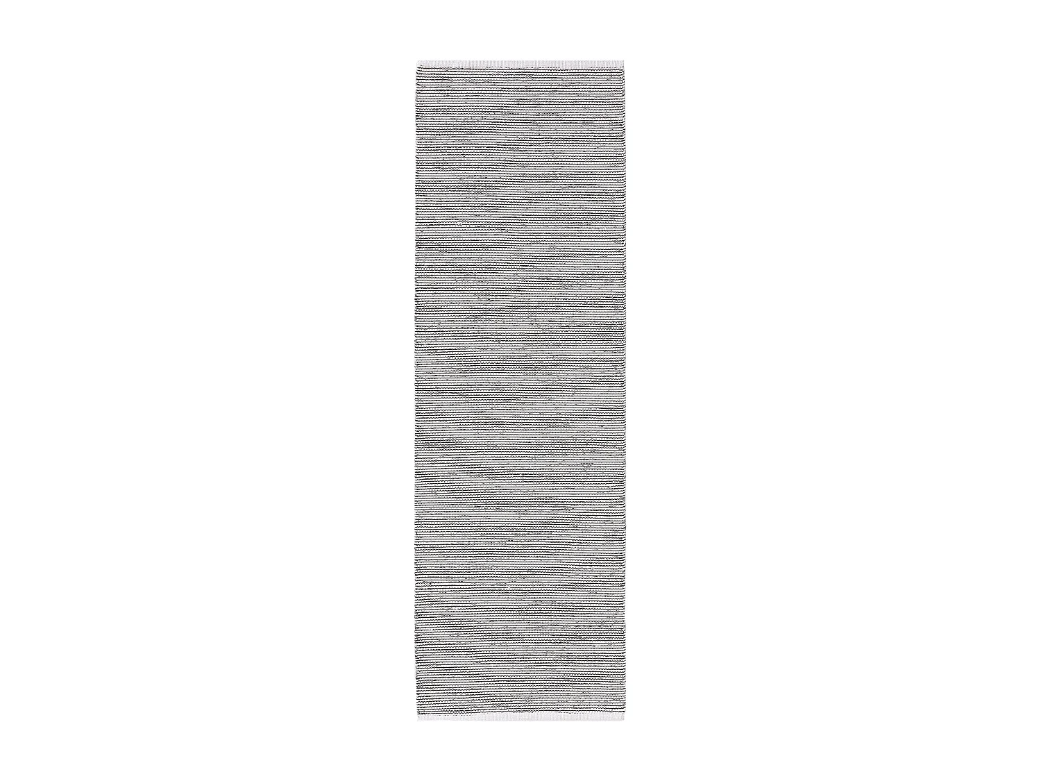 Tapis de couloir en coton tissé main Ron Blanc/Noir 70x200 cm