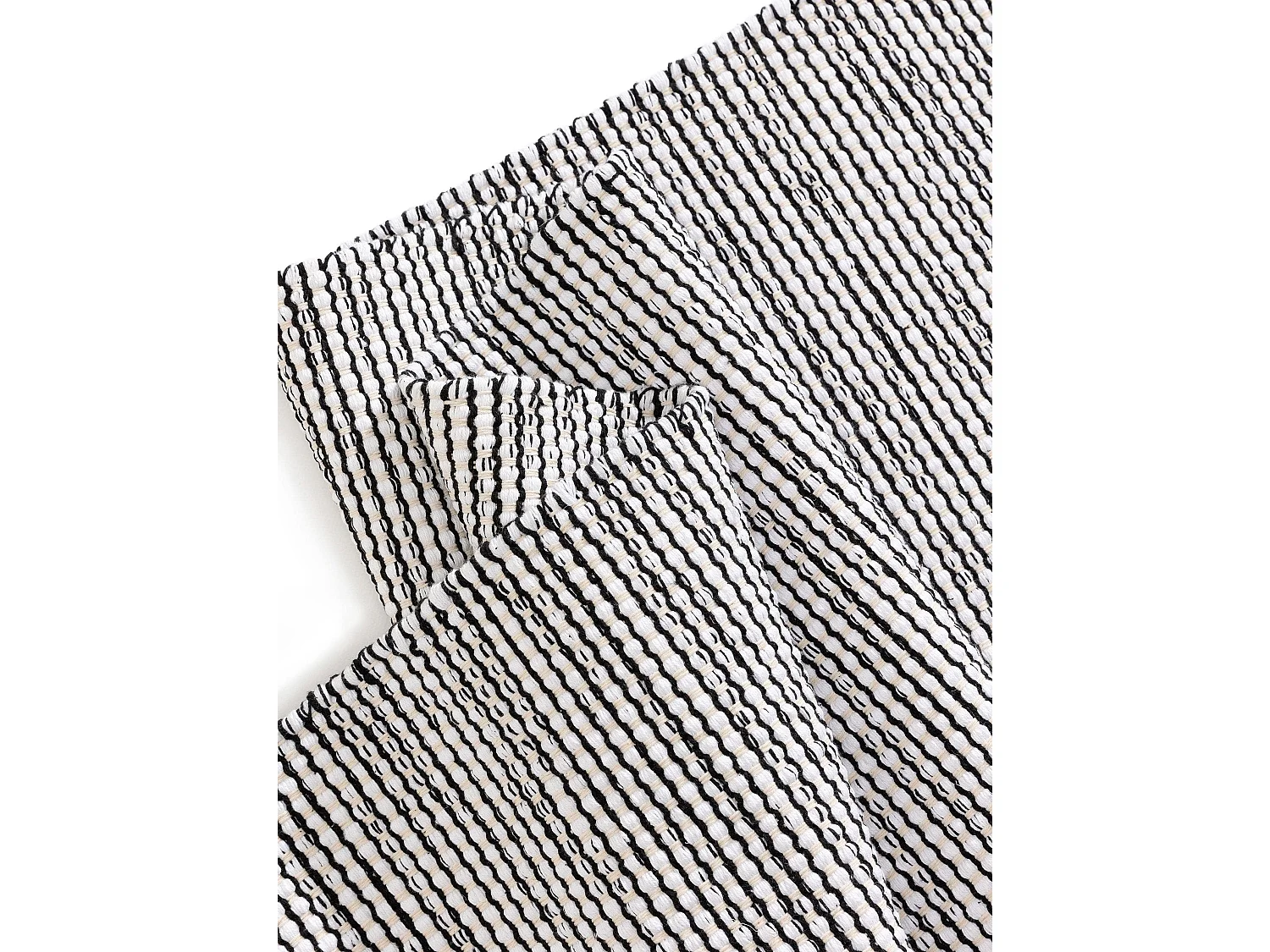 Tapis de couloir en coton tissé main Ron Blanc/Noir 70x200 cm