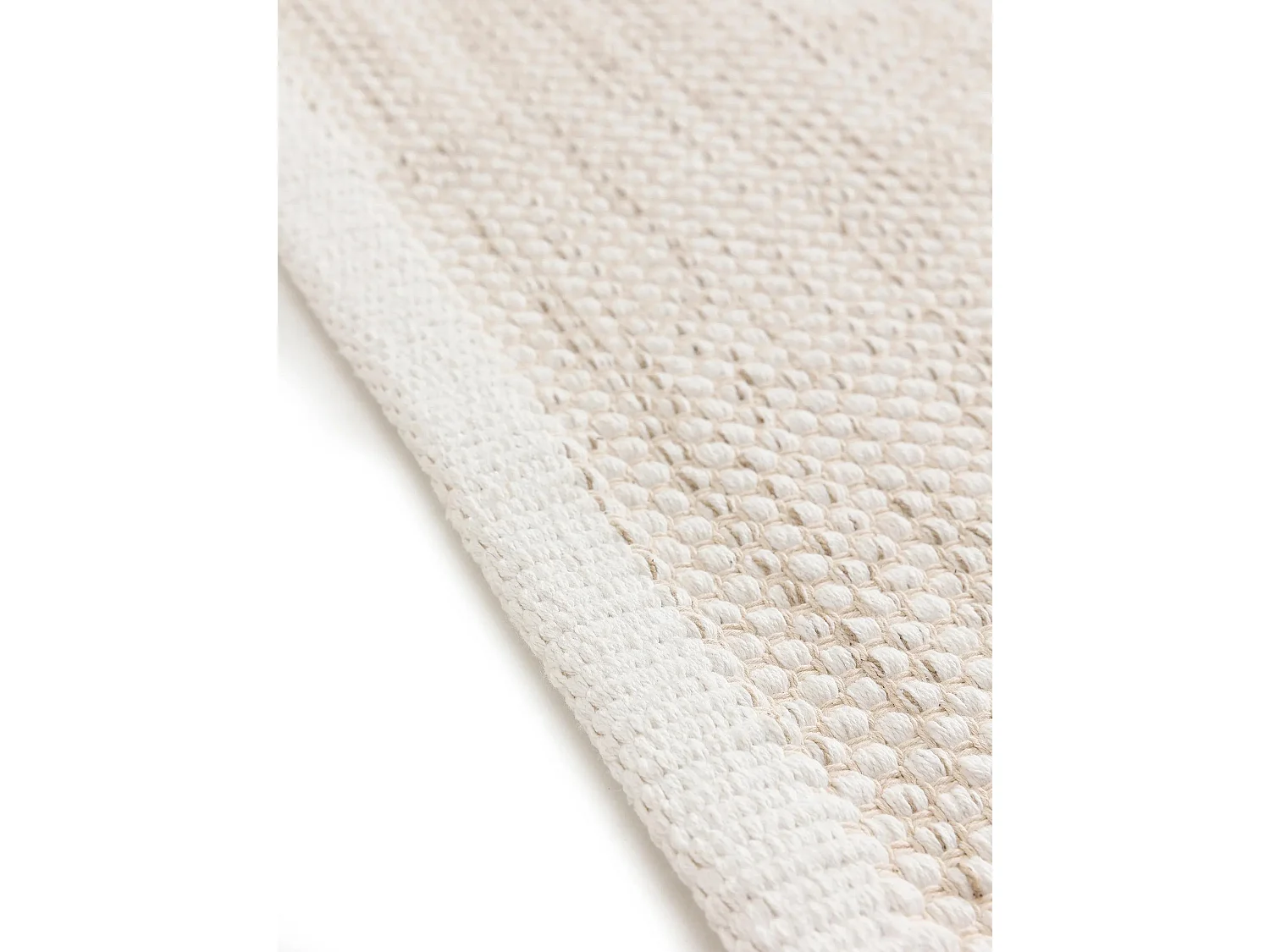 Tapis de couloir en coton tissé main Ron Crème 70x200 cm