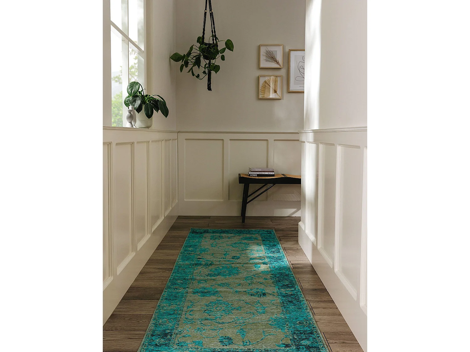 Tapis de couloir Frencie Turquoise 80x250 cm