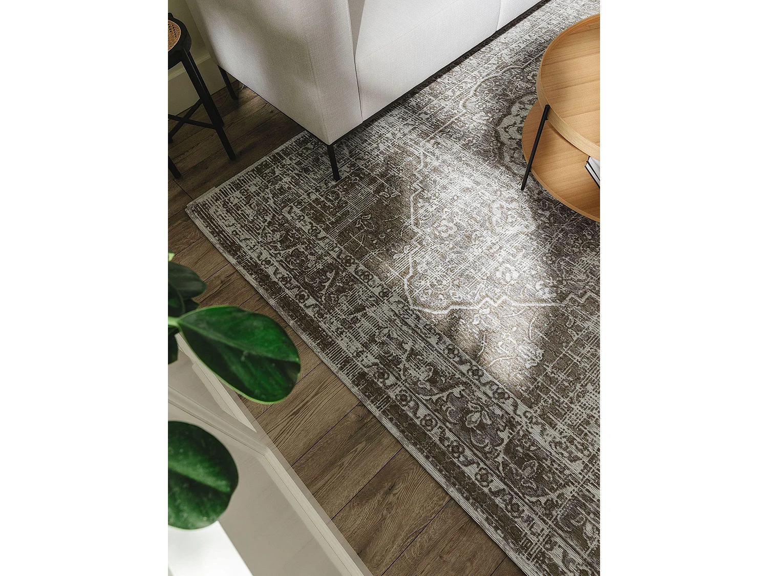 Tapis tissé à plat Frencie Gris 80x165 cm