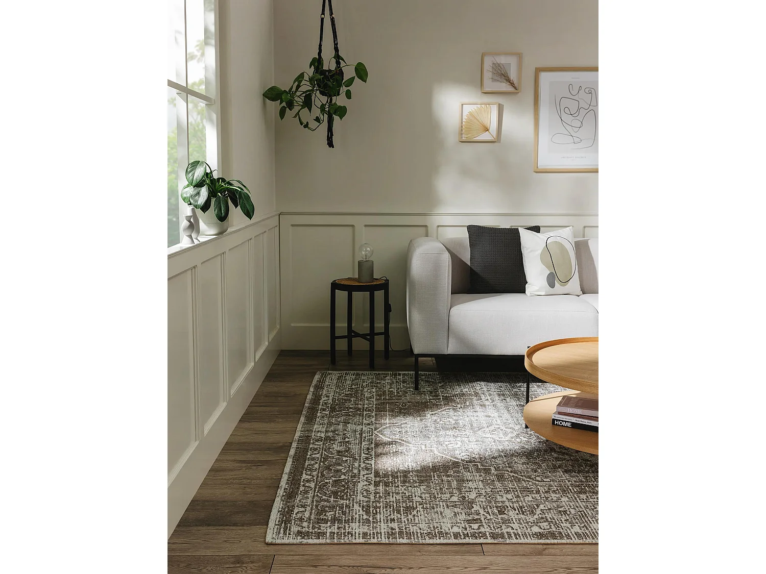 Tapis tissé à plat Frencie Gris 80x165 cm