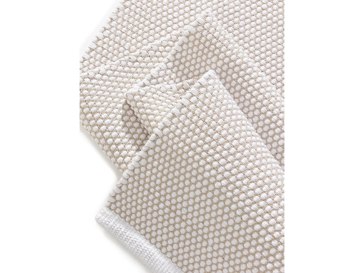 Tapis de couloir en coton tissé main Ron Blanc 80x300 cm