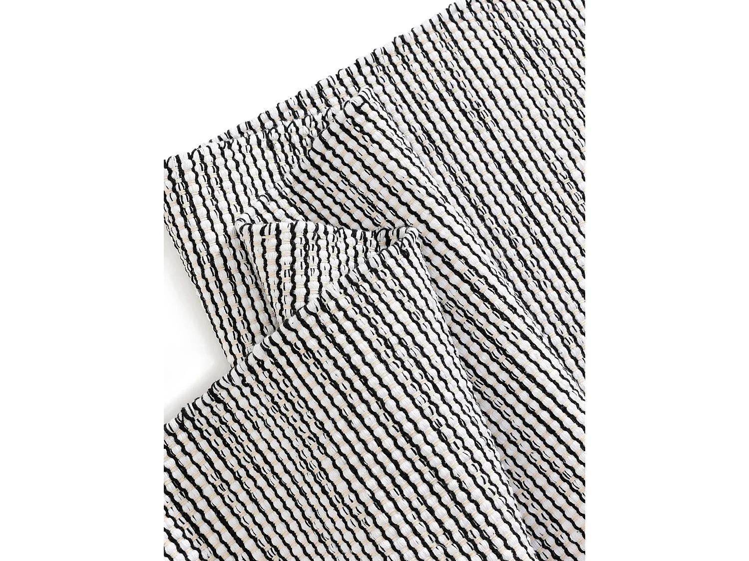 Tapis de couloir en coton tissé main Ron Blanc/Noir 80x300 cm