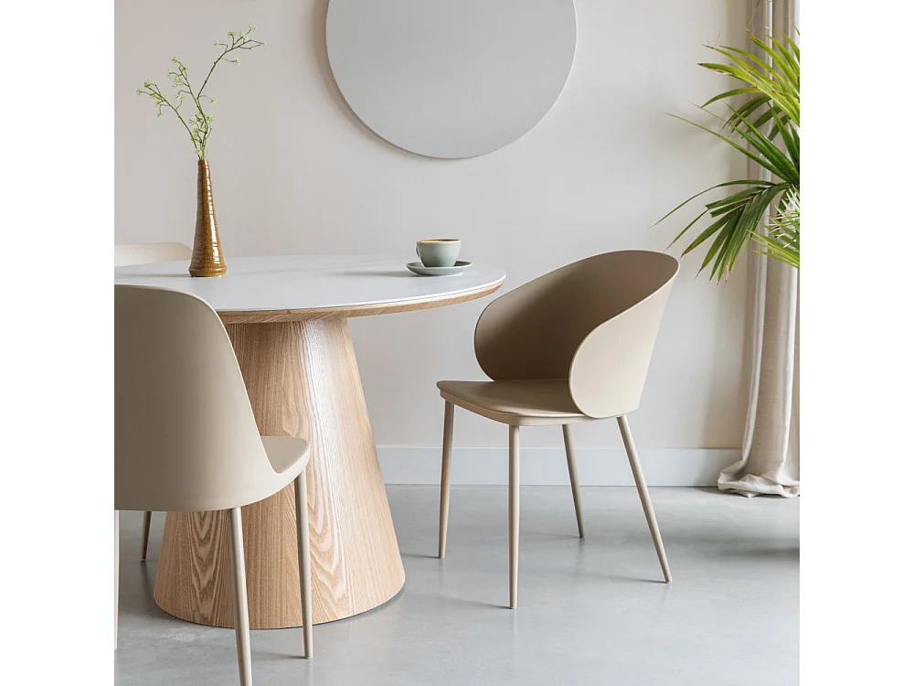 Gigi - Lot de 2 chaises en résine et métal - Beige