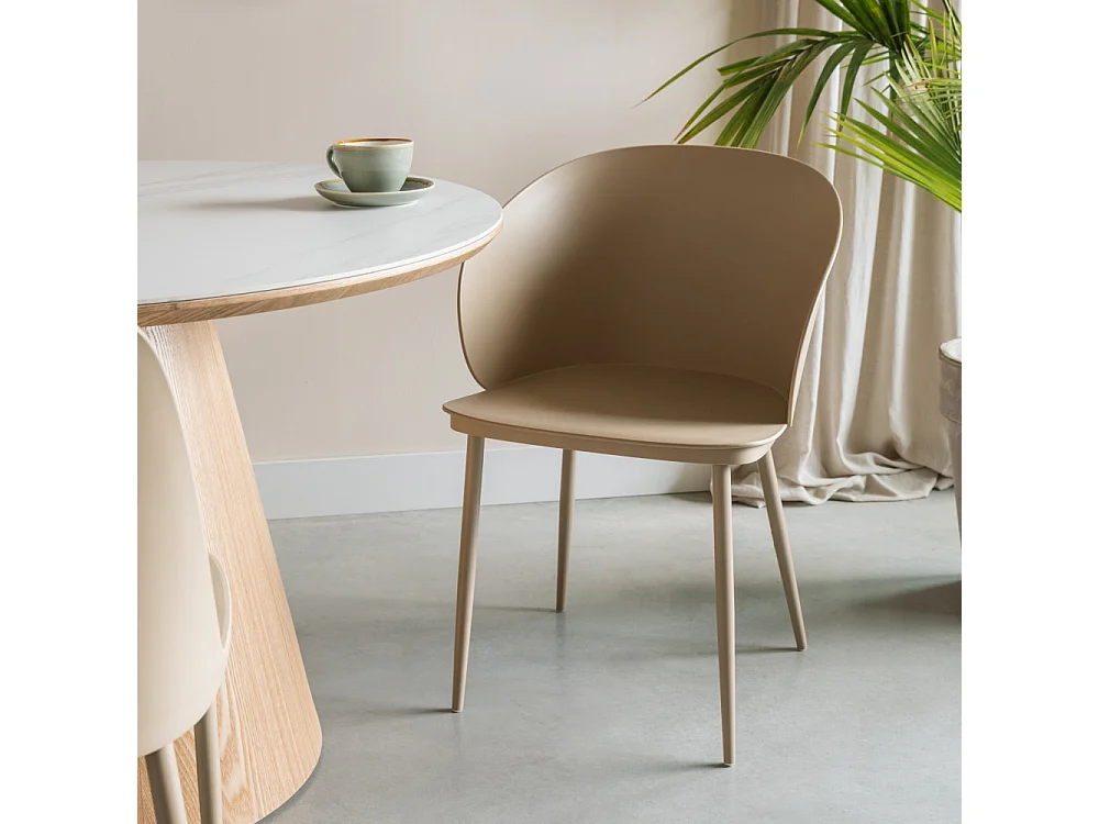 Gigi - Lot de 2 chaises en résine et métal - Beige