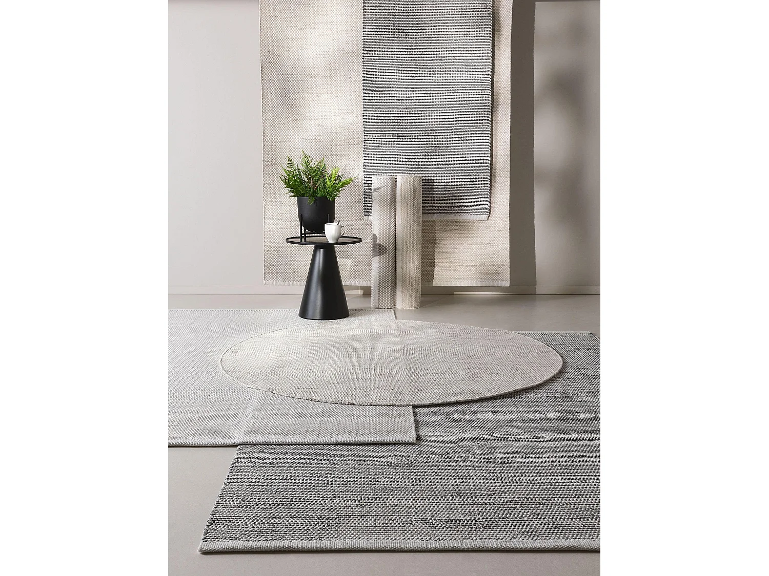 Tapis en coton tissé main Ron Blanc/Noir 160x230 cm