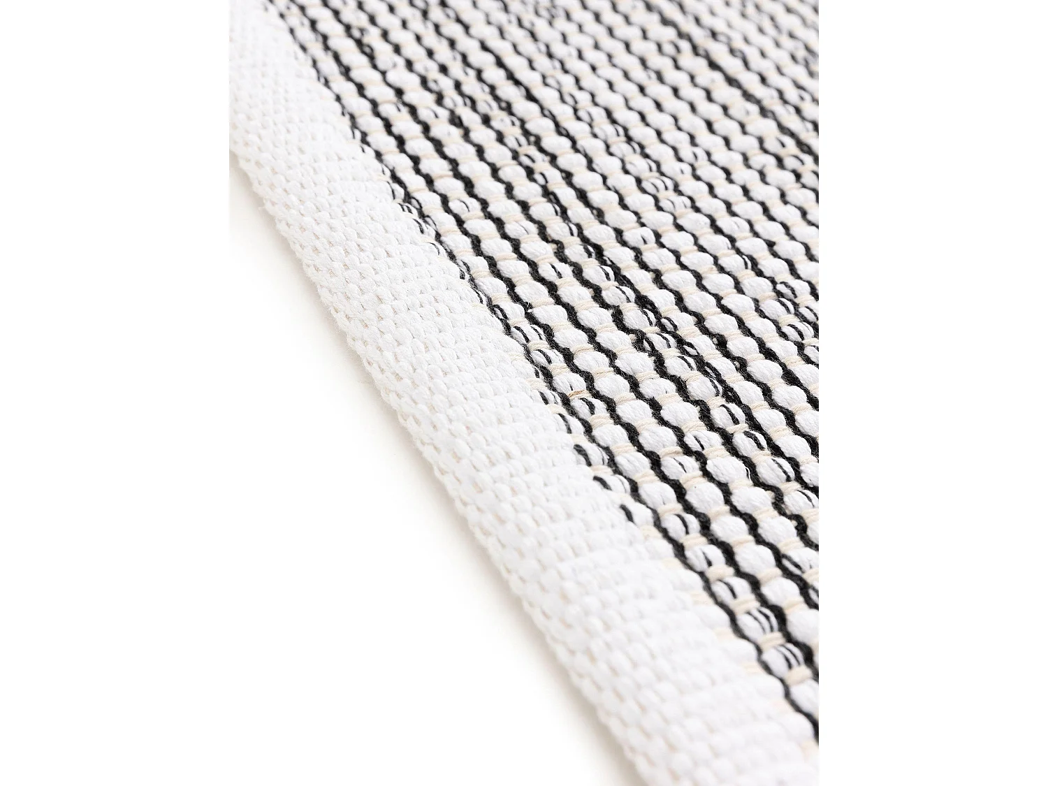 Tapis en coton tissé main Ron Blanc/Noir 140x200 cm