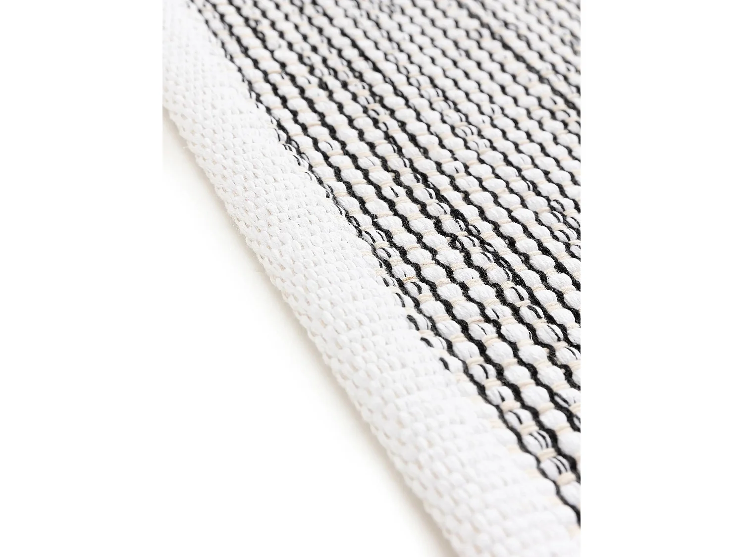 Tapis en coton tissé main Ron Blanc/Noir 140x200 cm