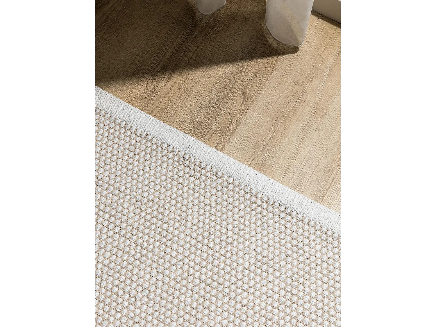 Tapis en coton tissé main Ron Blanc 300x400 cm