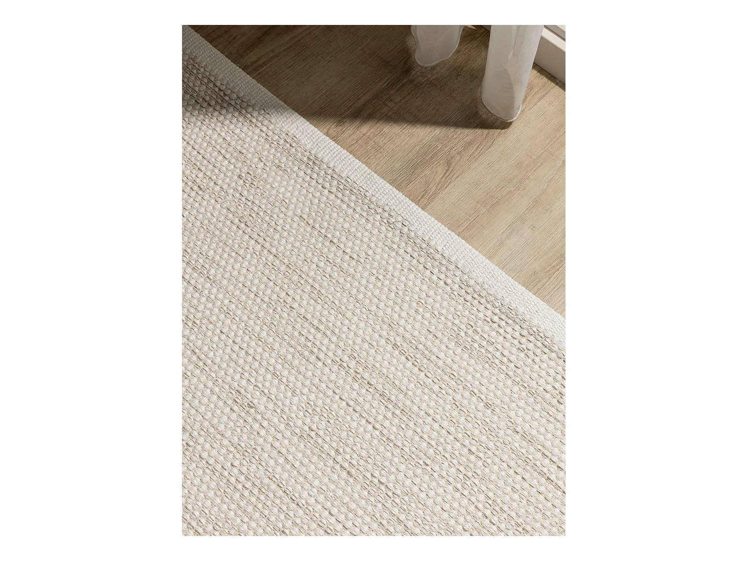 Tapis en coton tissé main Ron Crème 160x230 cm