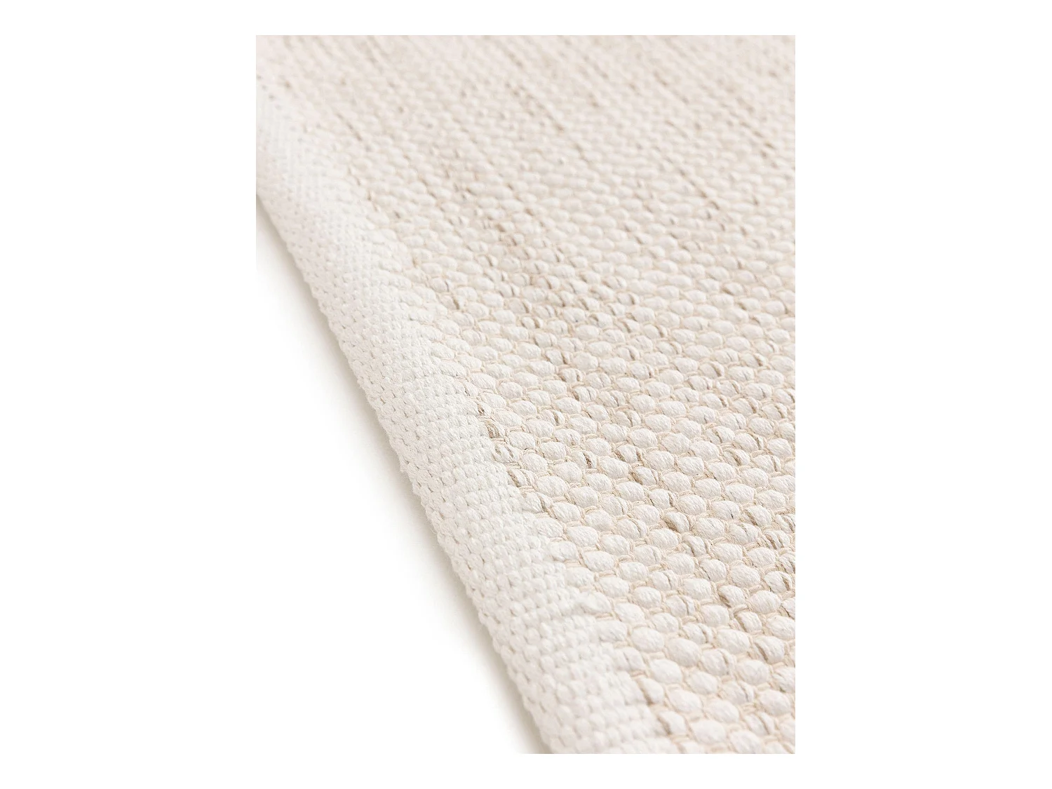 Tapis en coton tissé main Ron Crème 160x230 cm