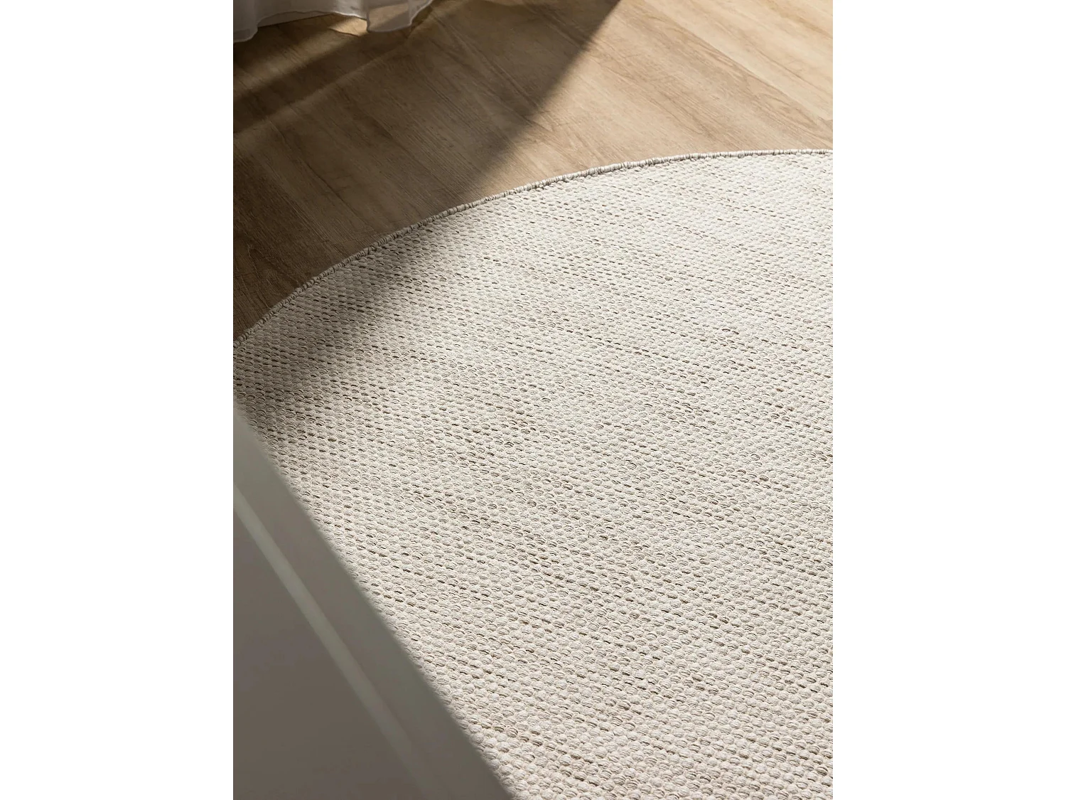 Tapis en coton tissé main Ron Crème ø 200 cm rond