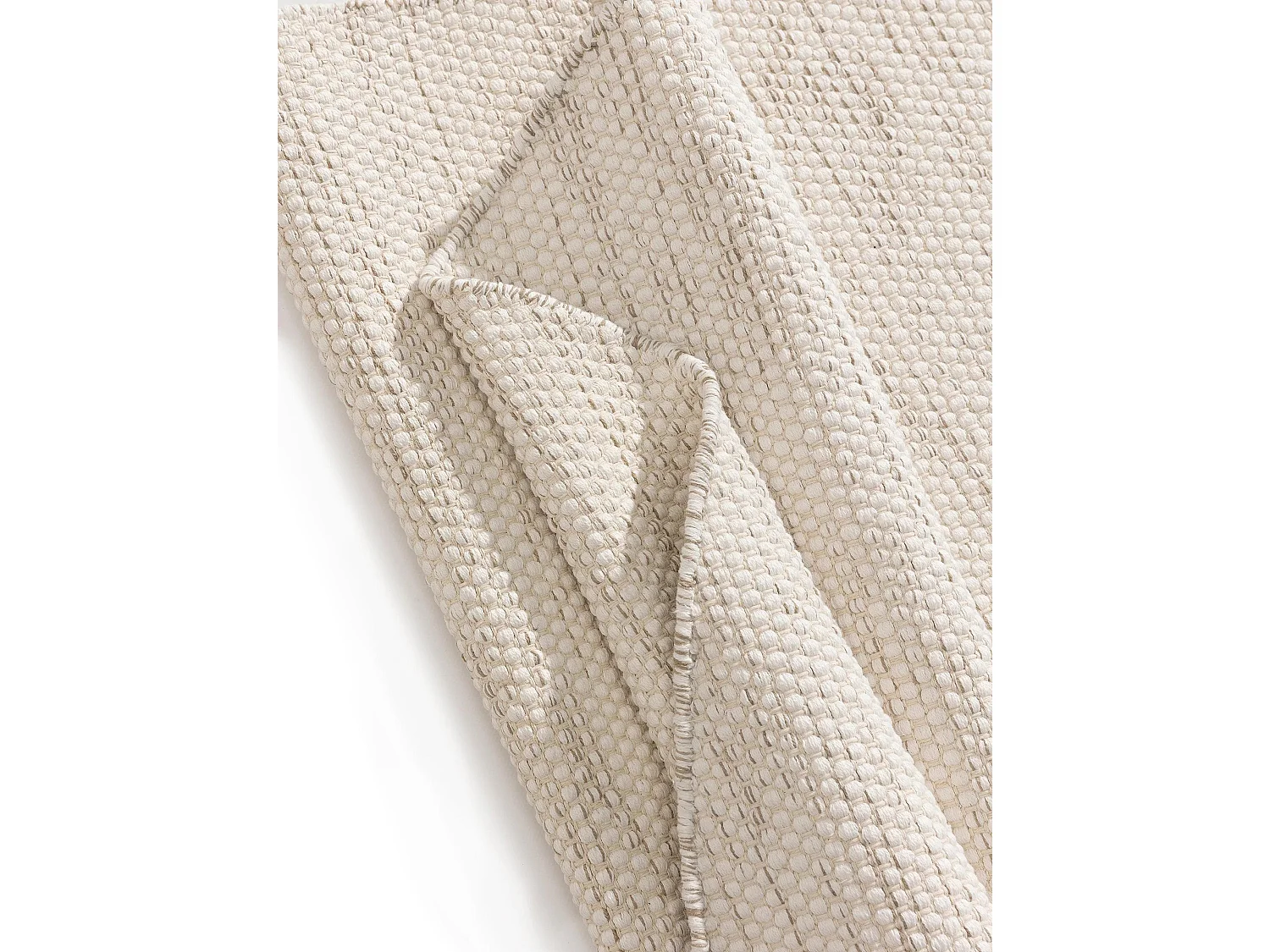 Tapis en coton tissé main Ron Crème ø 200 cm rond