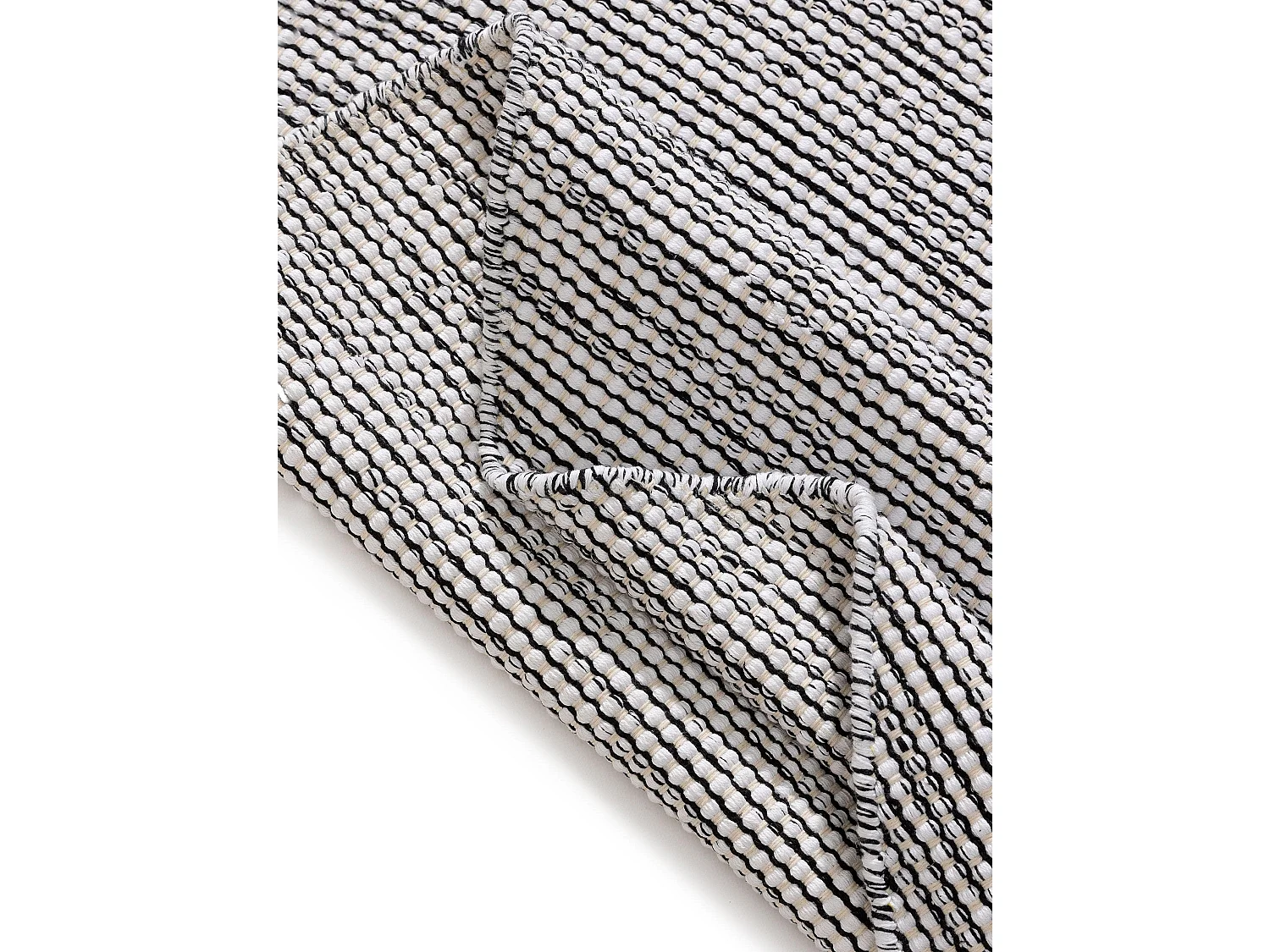 Tapis en coton tissé main Ron Blanc/Noir ø 120cm rond