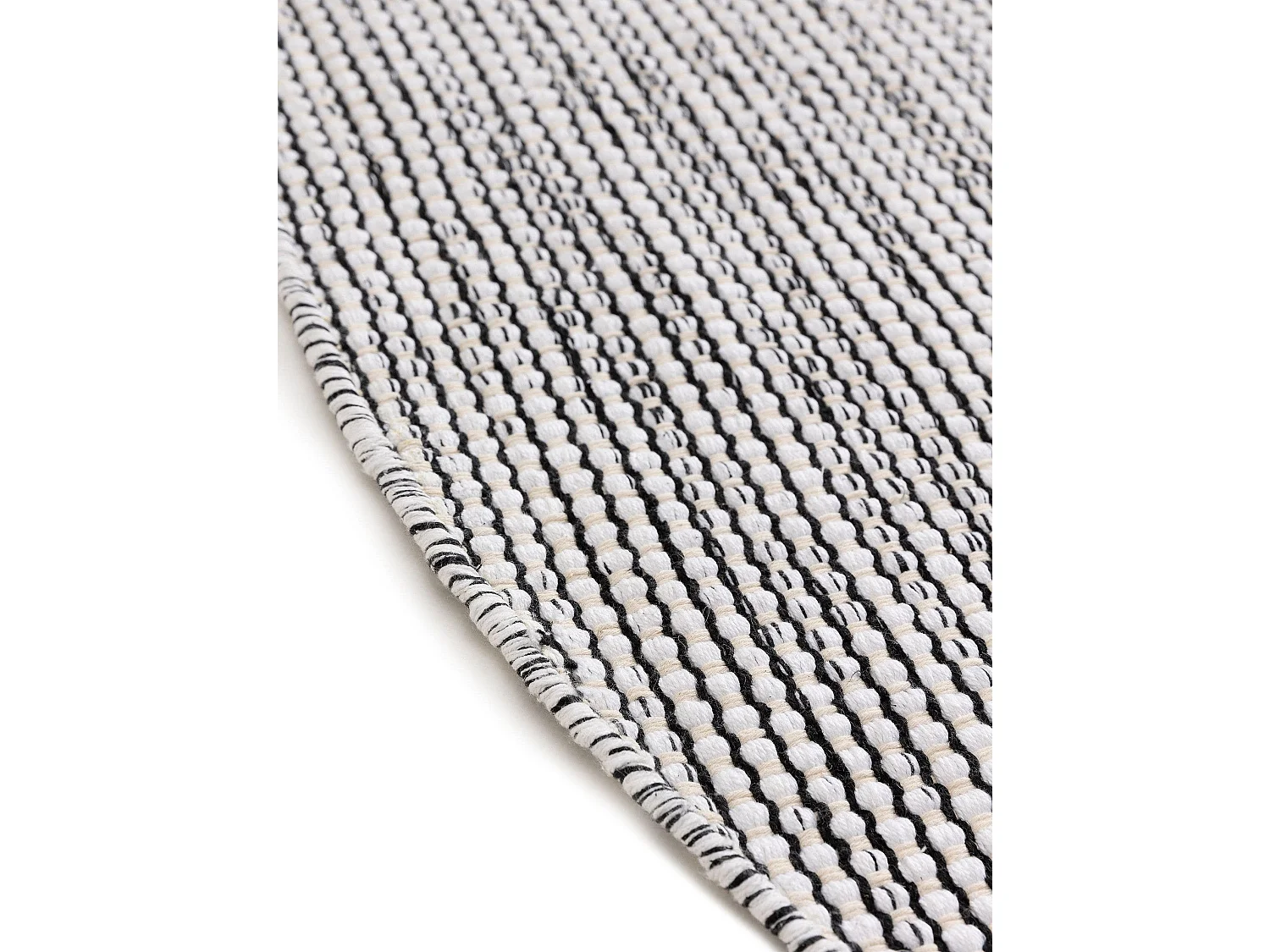 Tapis en coton tissé main Ron Blanc/Noir ø 160cm rond