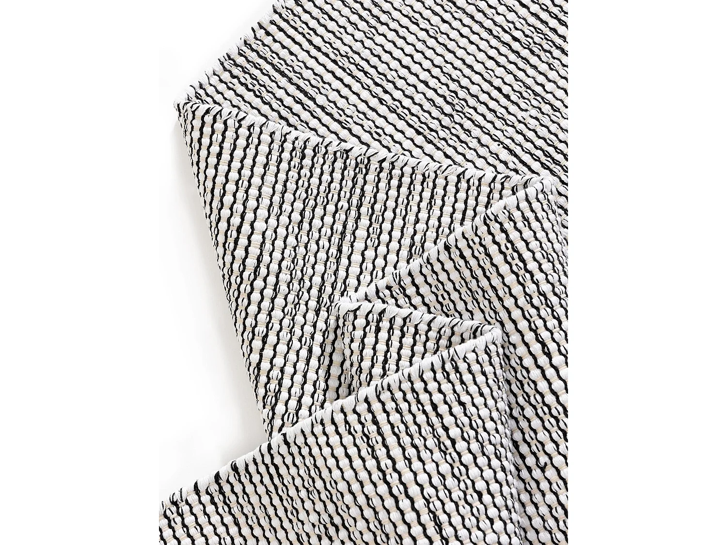 Tapis en coton tissé main Ron Blanc/Noir 300x400 cm