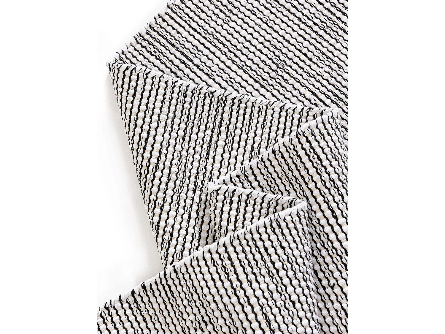 Tapis en coton tissé main Ron Blanc/Noir 120x170 cm