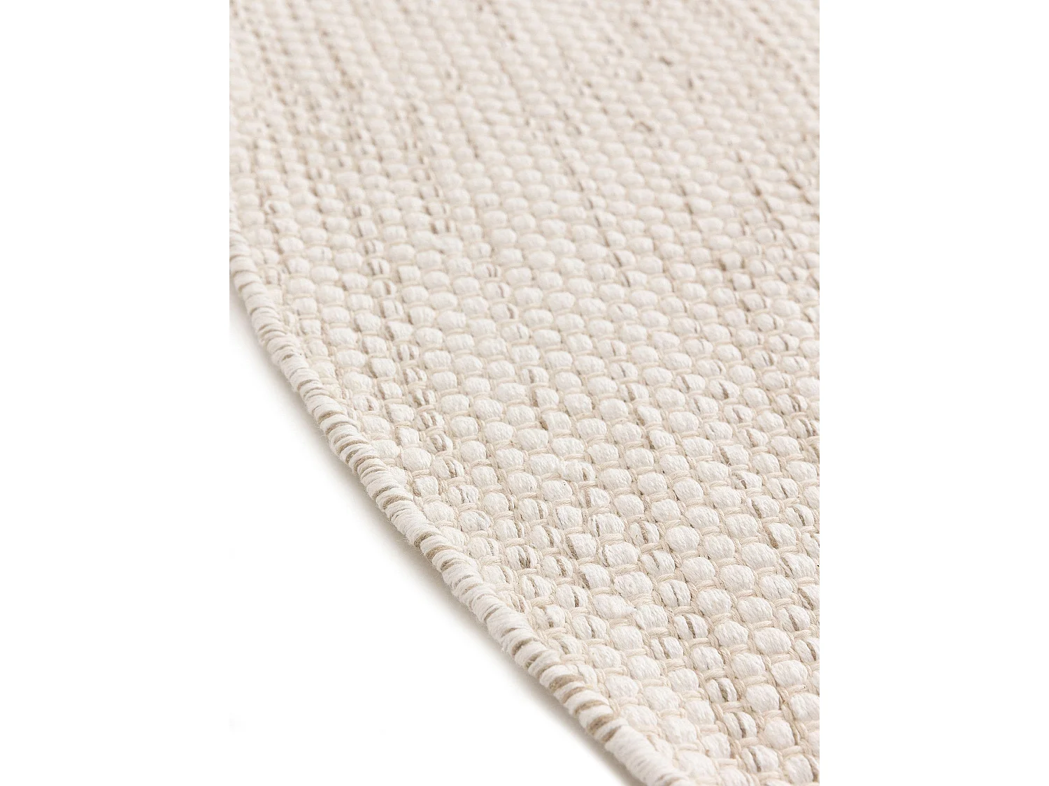 Tapis en coton tissé main Ron Crème ø 160cm rond
