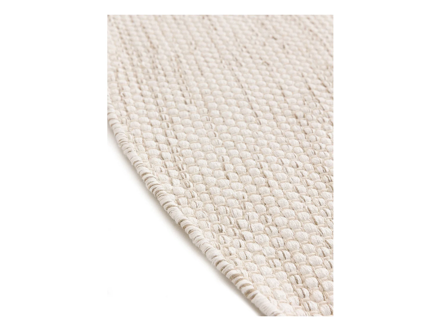 Tapis en coton tissé main Ron Crème ø 120cm rond