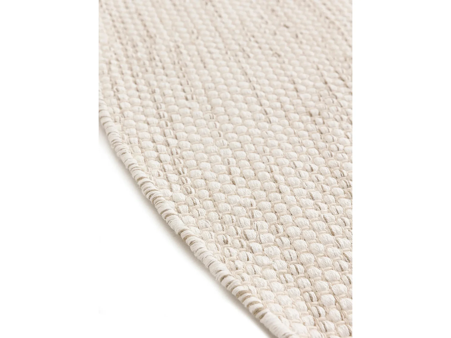 Tapis en coton tissé main Ron Crème ø 120cm rond