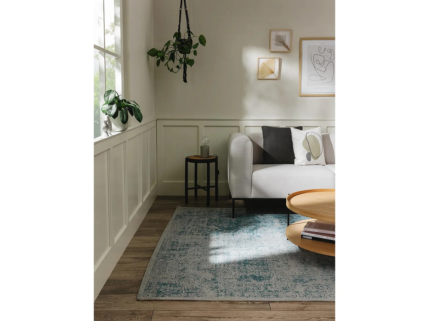 Tapis tissé à plat Frencie Bleu 200x285 cm