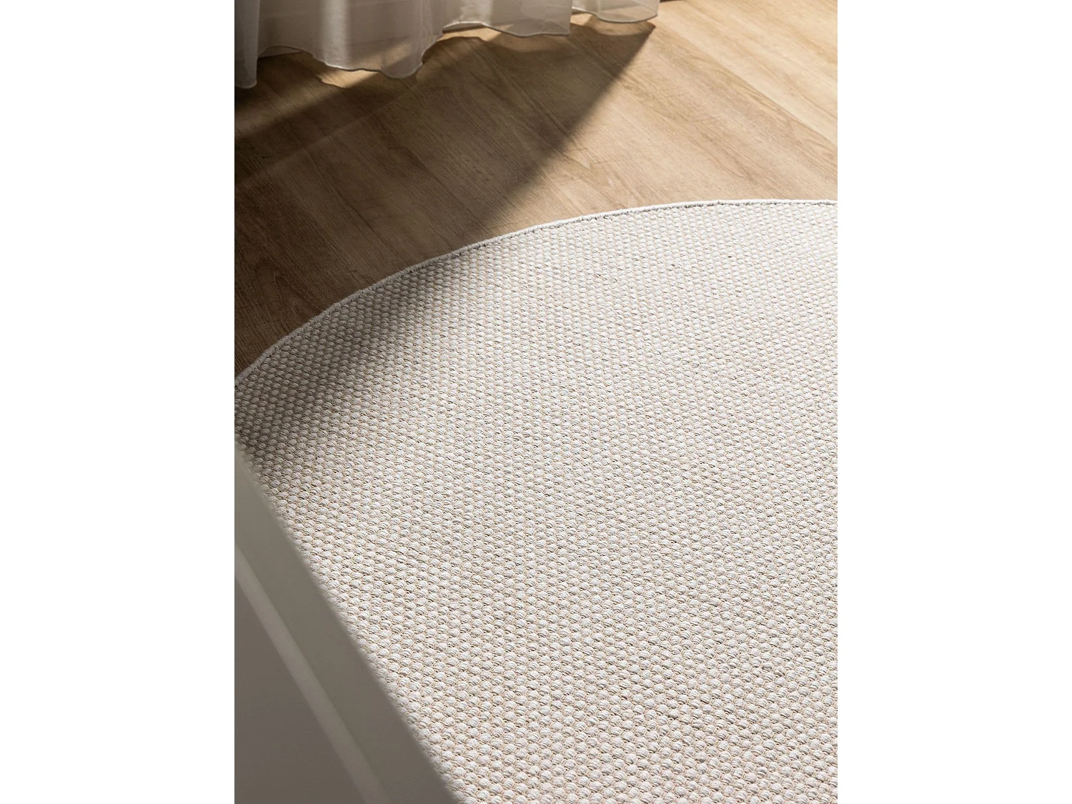 Tapis en coton tissé main Ron Blanc ø 200 cm rond