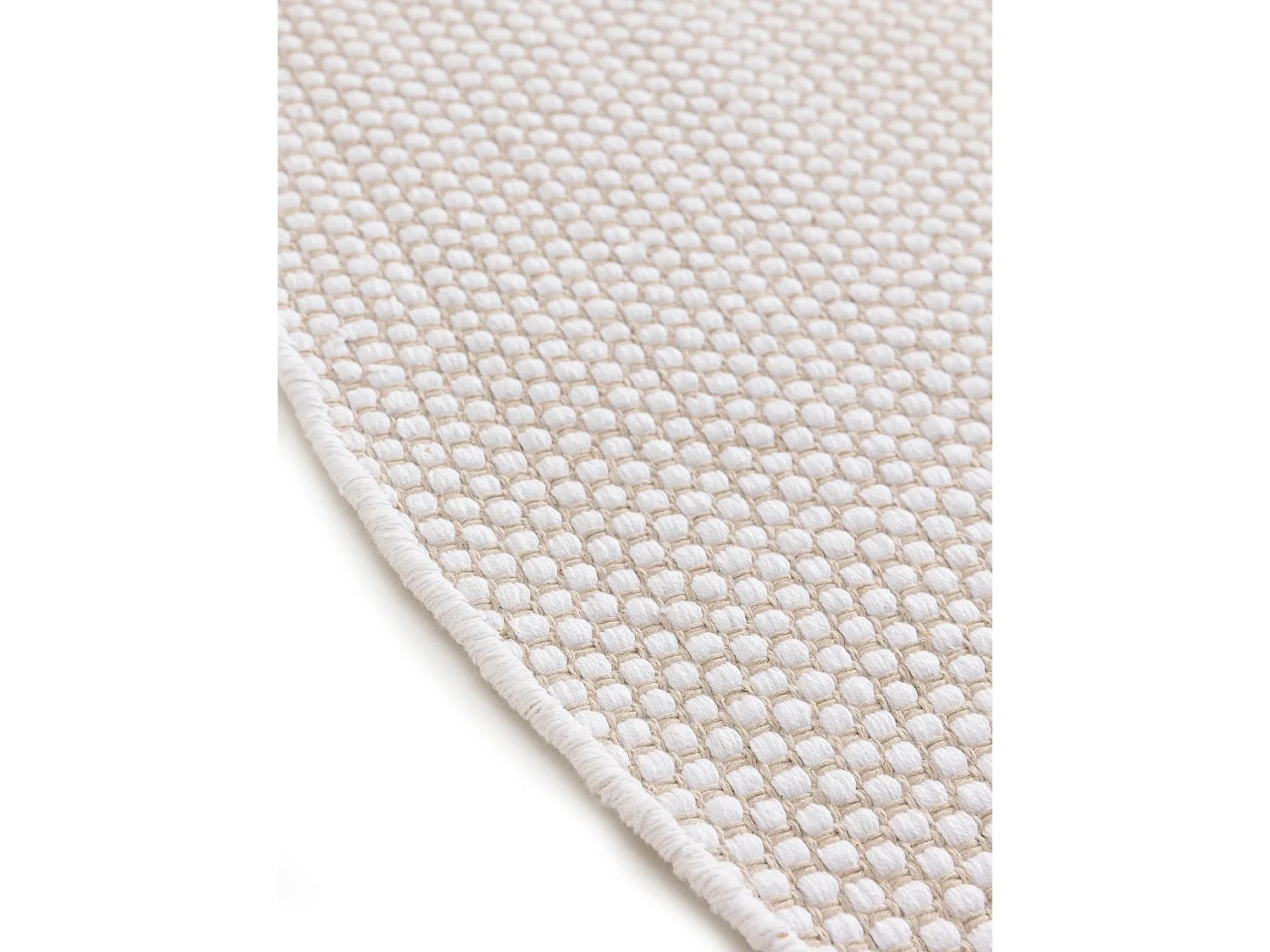 Tapis en coton tissé main Ron Blanc ø 200 cm rond