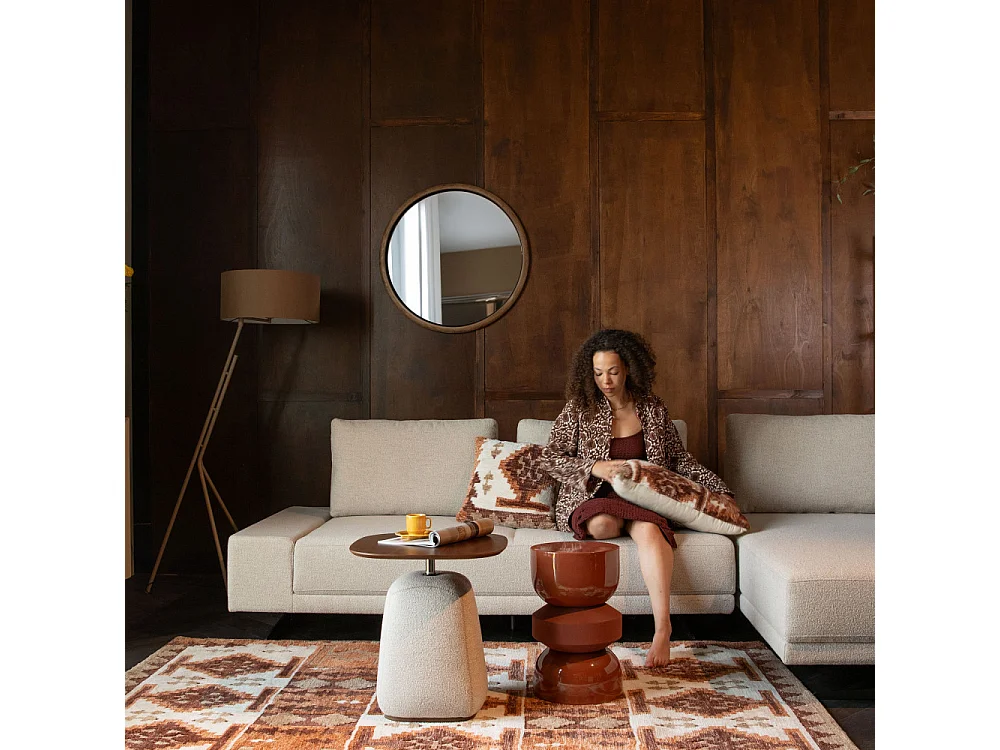 Gale - Miroir rond en bois ø80cm - Bois foncé