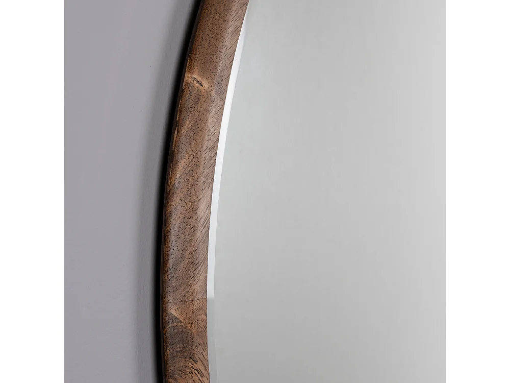 Gale - Miroir rond en bois ø80cm - Bois foncé